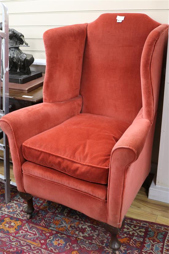 A 1930s wing armchair